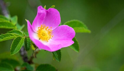 Close-up of vibrant pink wild rose