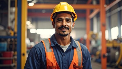 Smiling worker in a factory