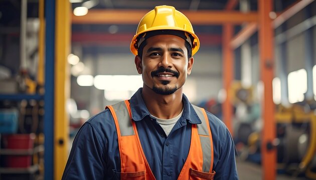 Smiling worker in a factory