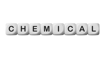CHEMICAL text word on wooden dice.Supports PNG files with transparent backgrounds.