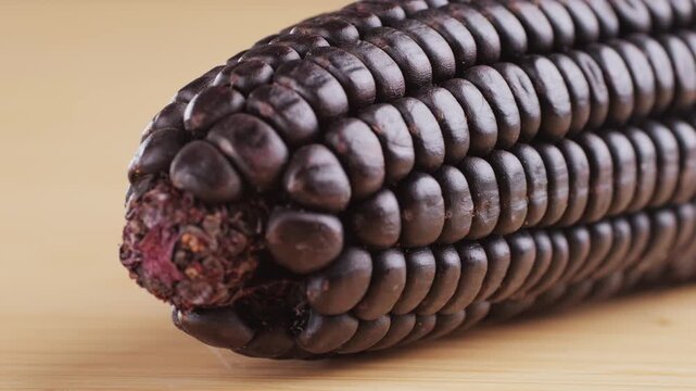 Close-up detailed black corn negro latin american. Dried Chicha Morada is made from black corn. 