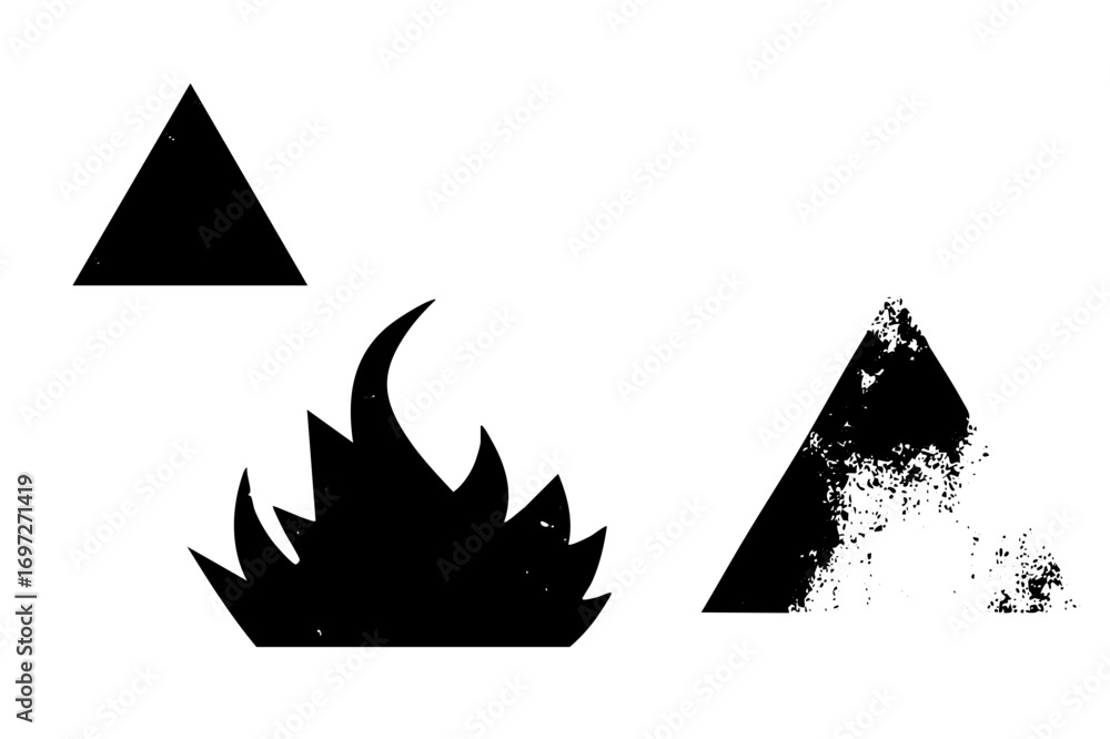 Poster vector geometric shapes featuring a triangle flame and dissolving triangle .
