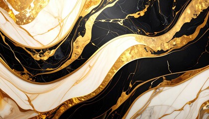 Abstract Gold And Black Marble Swirl Texture Background