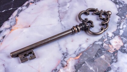 Antique key on marble