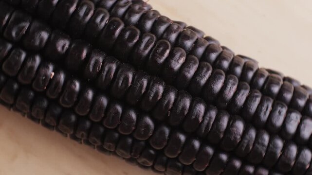 Close-up detailed black corn negro latin american. Dried Chicha Morada is made from black corn. 