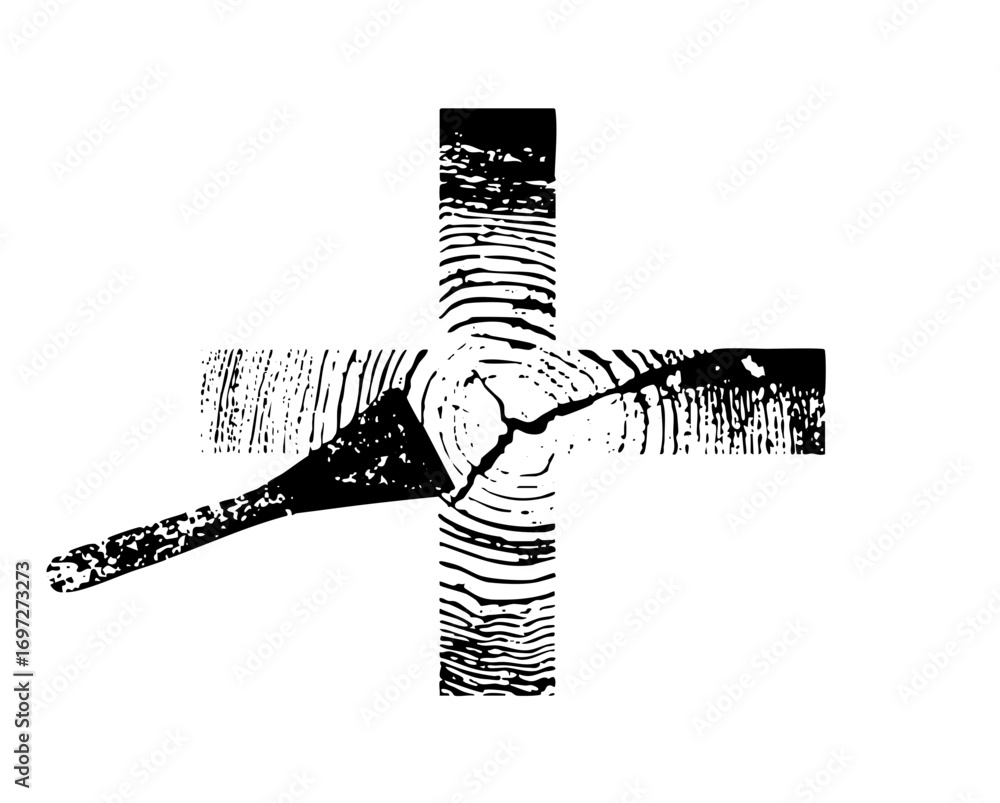 Poster vector abstract cross formed by textured linear elements.