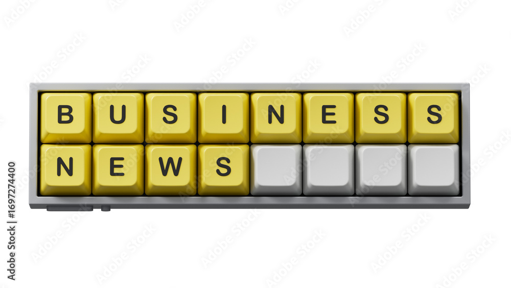 Poster business news symbol. computer keyboard keys with words 'business news'. computer keyboard keys. cop