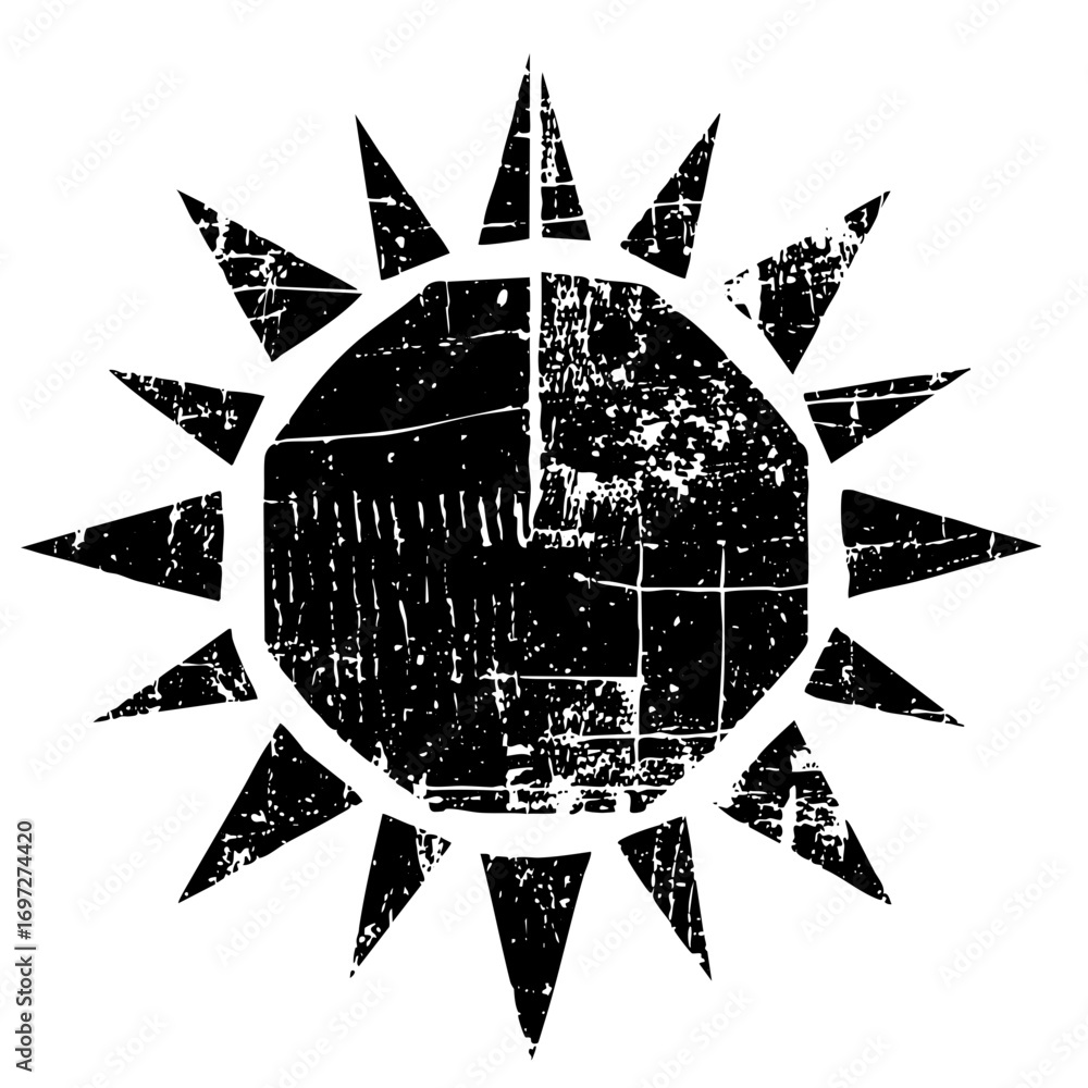 Aufkleber vector distressed sunburst with sharp rays and textured .