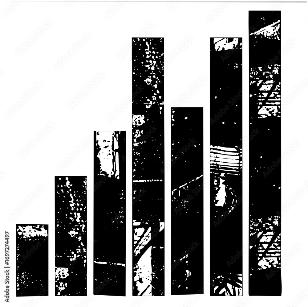 Poster vector abstract ascending bars with distressed texture create a dynamic graph .