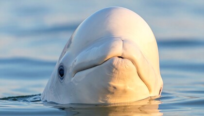 Naklejka premium Close-up of a Beluga whale's head above water