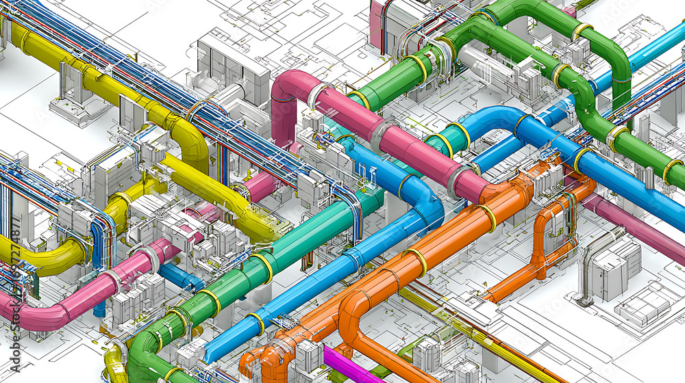 Poster applying machine learning to optimize duct and pipe routing paths