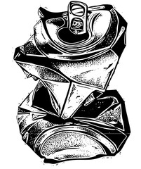 Vector Crushed aluminum can depicts recycling and waste.