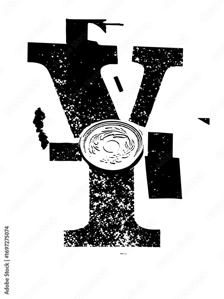 Poster vector abstract typographic letter y with embedded eye .