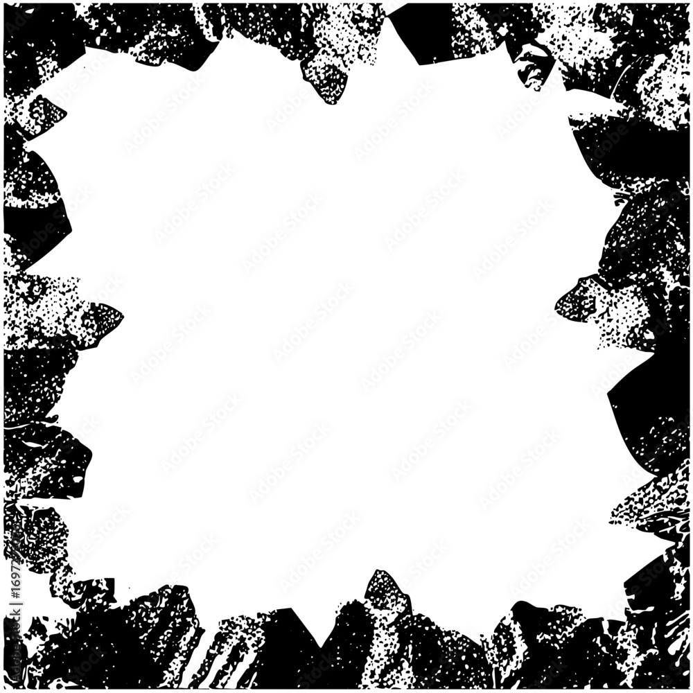 Poster vector distressed jagged frame creates a rough textured border.