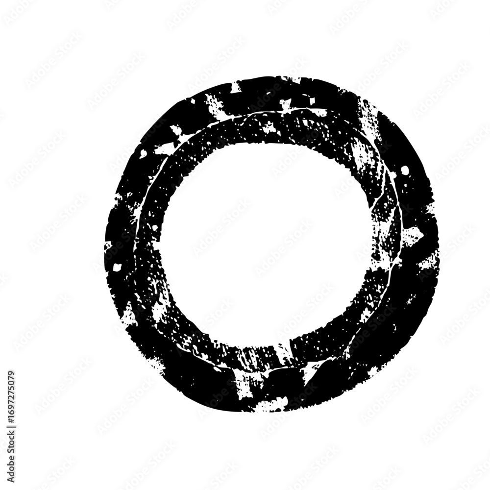 Aufkleber vector distressed circular shape with textured edges.