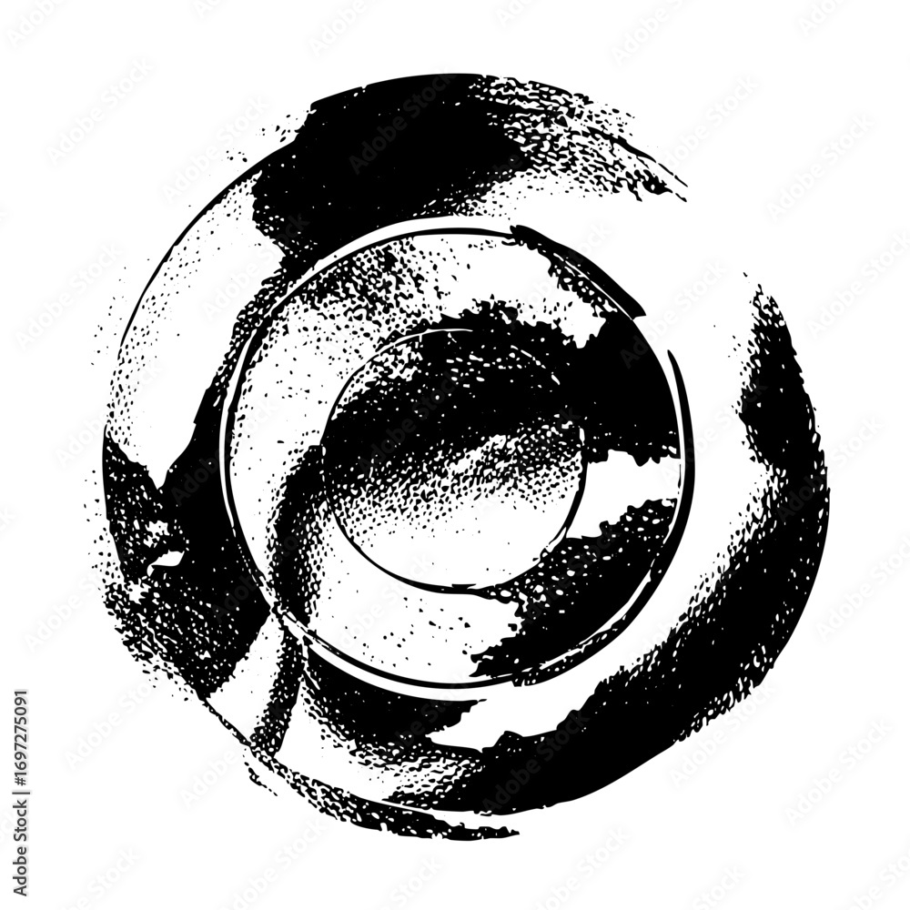 Poster vector abstract circular brushstroke with textured layers.