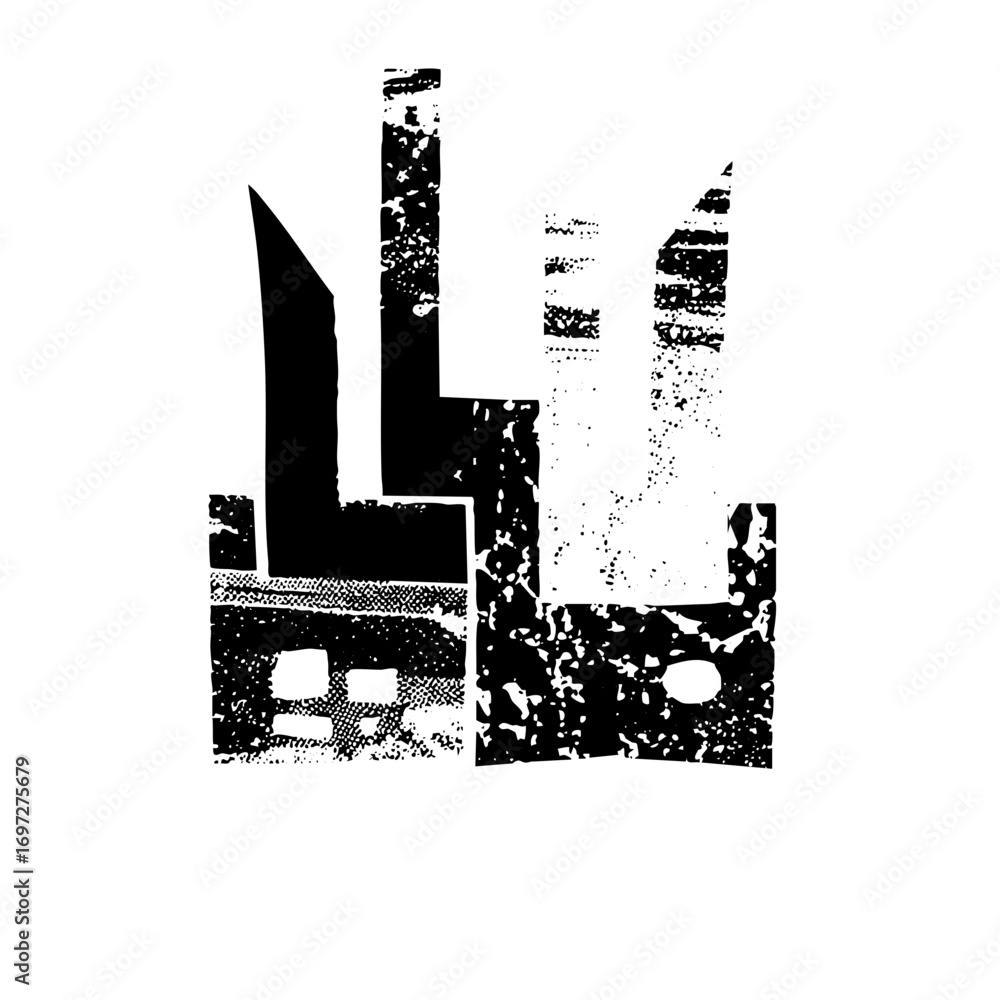 Poster vector abstract architectural featuring geometric building shapes.