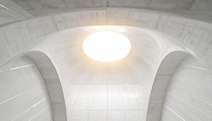 White Concrete Vault Interior with Oculus and Soft Light