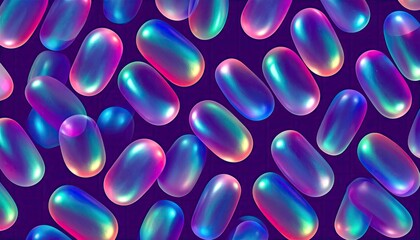 Seamless Iridescent Chrome Jelly Blobs Pattern
