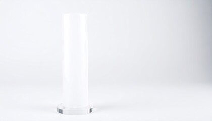 White Cylinder on Clear Acrylic Riser in High-Key Studio Setting