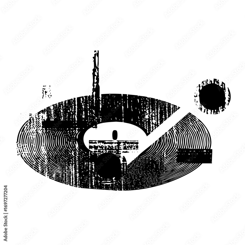 Poster vector abstract record player with geometric shapes.