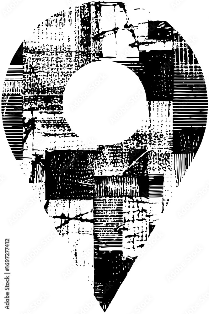 Poster vector abstract skull composed of textured vector shapes.