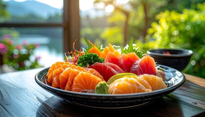 Fresh sashimi platter outdoors
