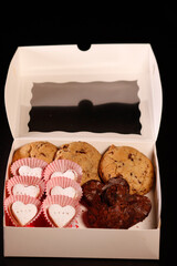 Box of cookies with love decoration