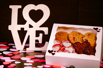 Cookies with love decoration close up