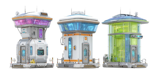 Fototapeta premium Futuristic Utility Structures with Vibrant Colors and Unique Designs