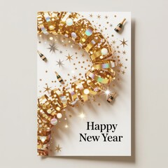 Sparkling golden new year's eve celebration with festive lights and confetti capturing the joy of a fresh start
