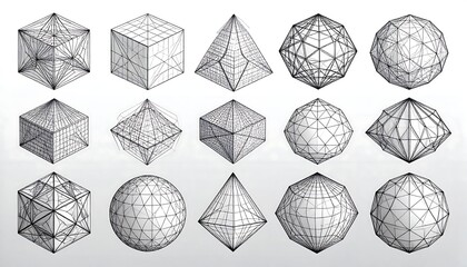 Geometric shapes in wireframe