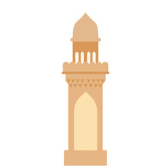 Golden tower with dome and intricate details, stylized Islamic structure perfect for religious or cultural designs.