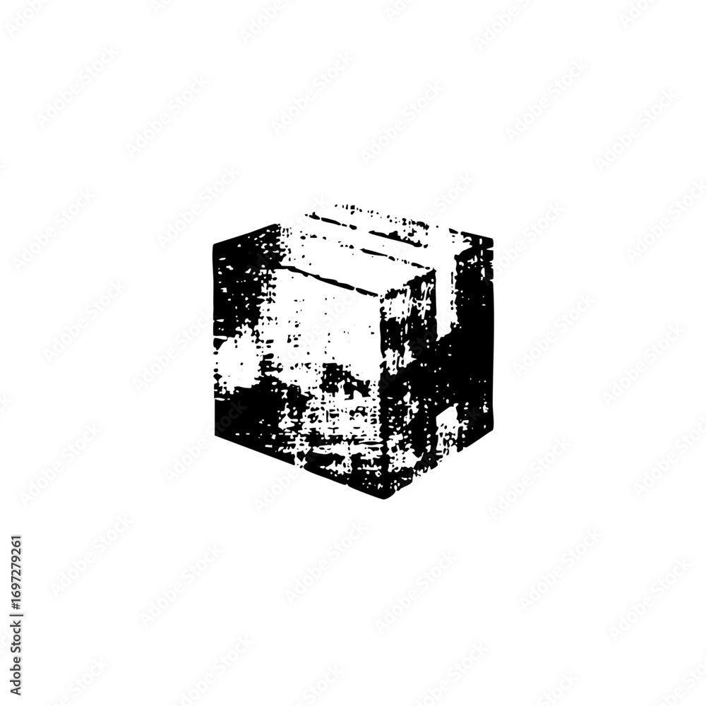Poster vector abstract geometric cube with distressed texture.