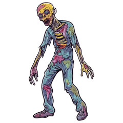 Fototapeta premium zombie, costume, halloween, vector, festival, transparent background, icon, horror, monster, evil, isolated, scary, dark, fear, dead, death, tattoo