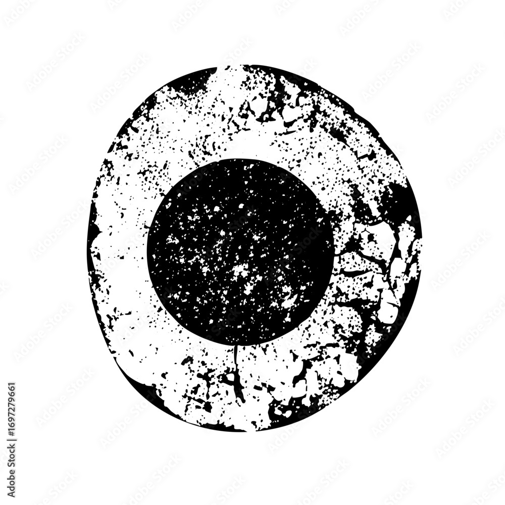Poster vector distressed concentric circles with central void.