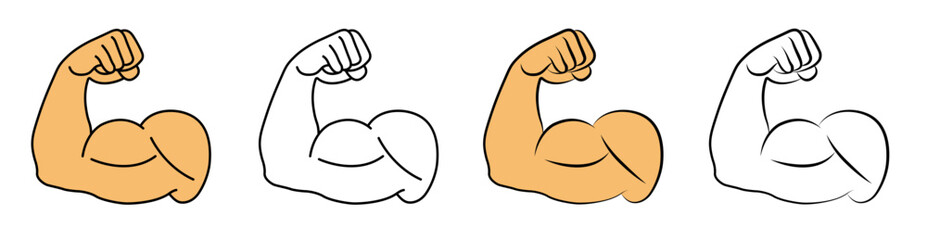Arm Flexing Bicep Emoji vector illustration