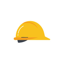 A yellow hard hat, representing crucial personal protective equipment, stands isolated on a pristine white background, symbolizing construction safety and workplace security.