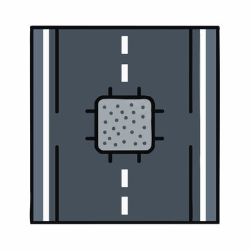 road with chip, gray, top view clip art preview