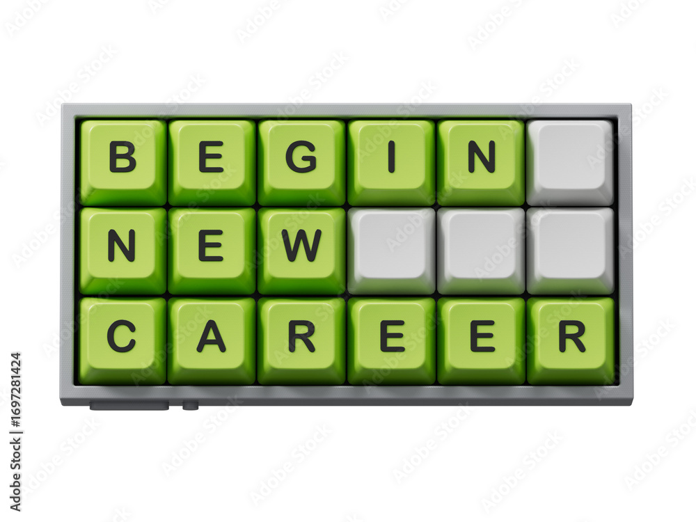 Poster begin new career symbol. concept word begin new career on computer keyboard keys.business and begin 