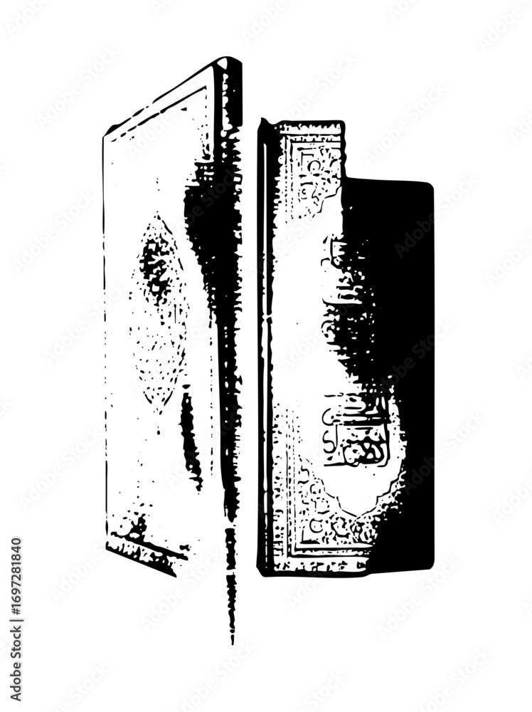 Poster vector open books with ornate details showcase knowledge and learning.