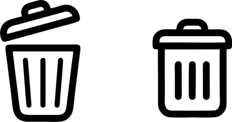 Trash Bin Icons Vector Black and White