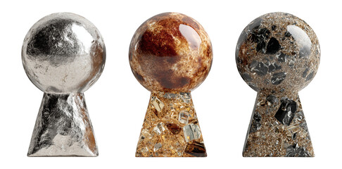 Decorative Geometric Objects in Metallic and Natural Stone Textures