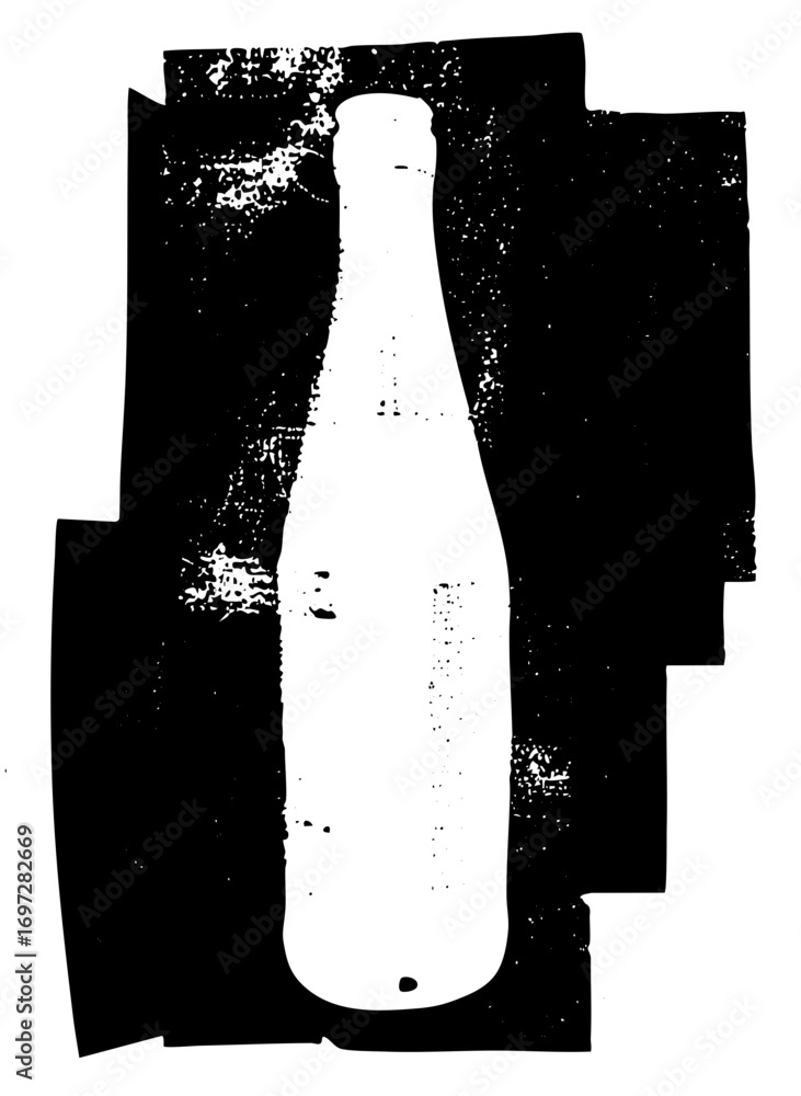 Poster vector elegant bottle silhouette with distressed texture.