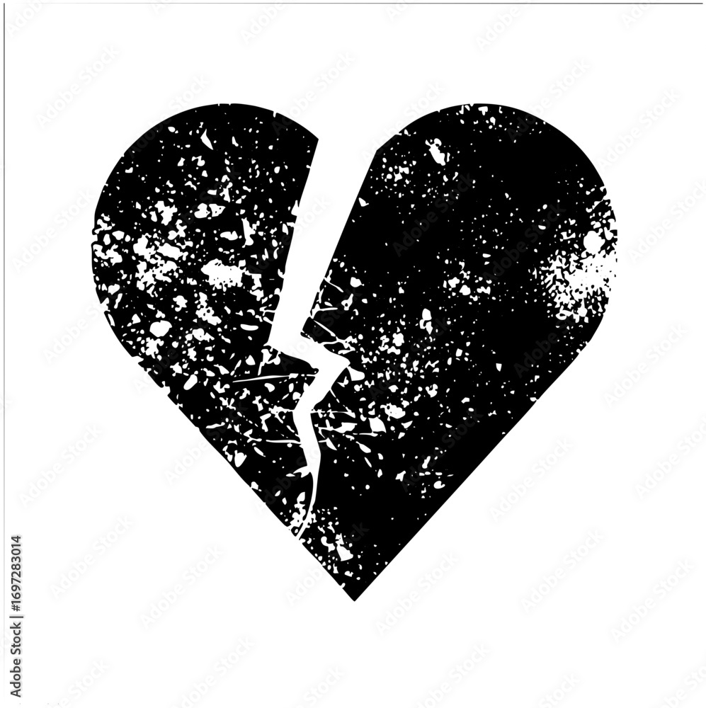 Poster vector broken heart with distressed texture