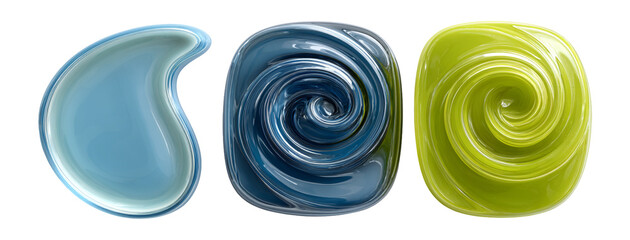 Abstract colorful liquid shapes in blue and green tones