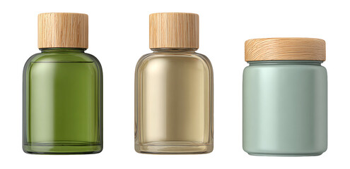 Glass jars with wooden lids for storage and organization aesthetics