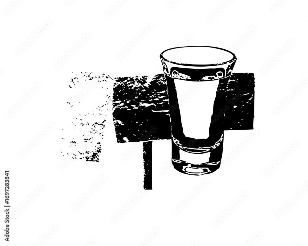 Poster vector abstract vector of a drinking glass with a textured block.