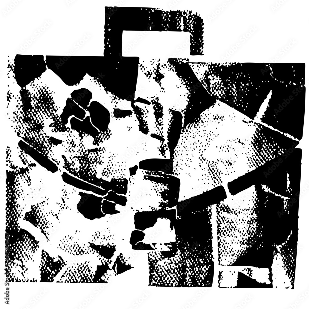 Poster vector abstract figures interact with geometric shapes in a dynamic composition.