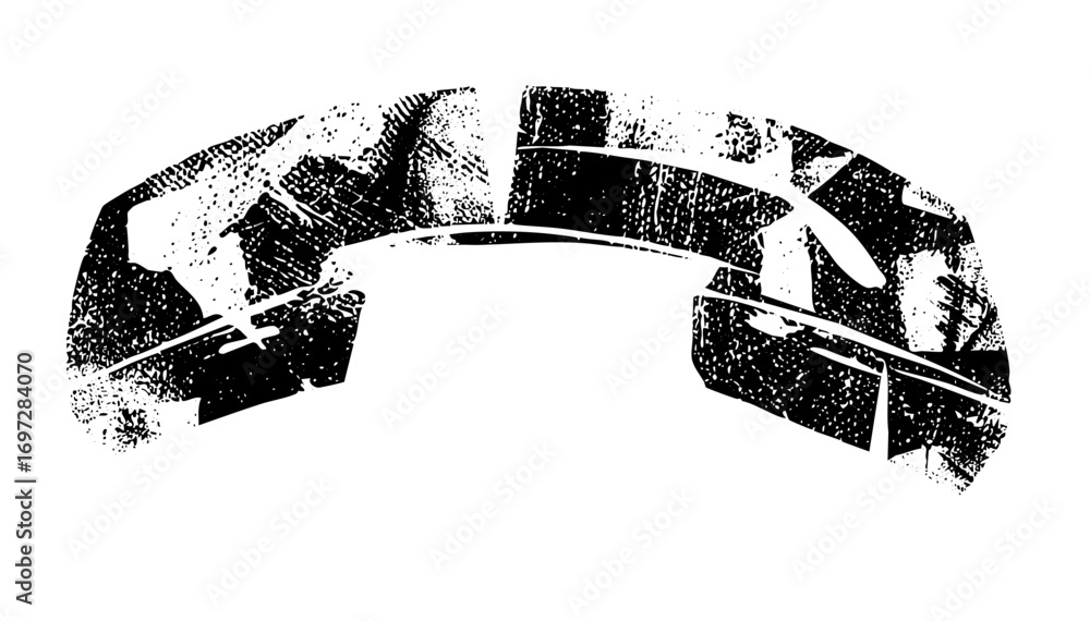 Poster vector abstract tire track with distressed texture.